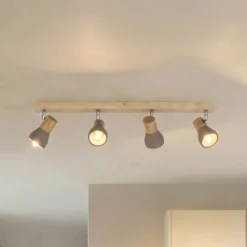 Lindby Strahler Filiz, 4-flammig, 77 cm, Holz, Beton, E14