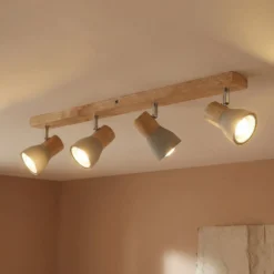 Lindby Strahler Filiz, 4-flammig, 77 cm, Holz, Beton, E14