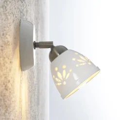 Lindby Strahler Sanrike, Höhe 16 cm, 1-flg., weiß, Keramik