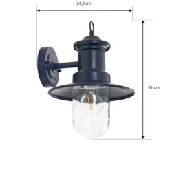 Lindby Wandleuchte Eloretta, schwarz/blau, Stahl, IP44, E27