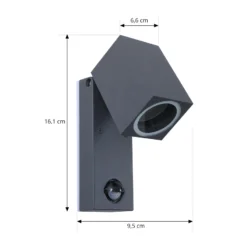 Lindby Wandleuchte Othil, Sensor, anthrazit, Metall, IP44