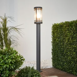 Lindby Wegelampe Djori, 80 cm, anthrazit, Edelstahl, E27