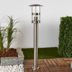 Lindby Wegelampe Noemi, grau, Edelstahl, 80 cm, IP44
