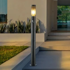 Lindby Wegelampe Statius, anthrazit, Eisen, 100 cm, Sensor