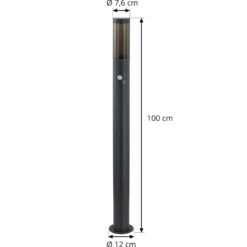 Lindby Wegelampe Statius, anthrazit, Eisen, 100 cm, Sensor