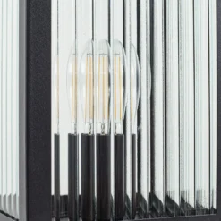 Lindby Wegeleuchte Bolgar, schwarz, Metall, Glas, 15 cm