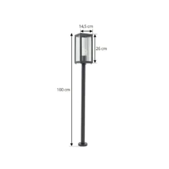Lindby Wegeleuchte Bolgar, schwarz, Metall, Glas, 15 cm