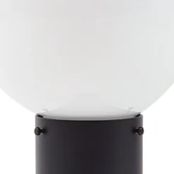 Lindby Wegeleuchte Dangan, schwarz/weiß, 90 cm, Glas, Sensor