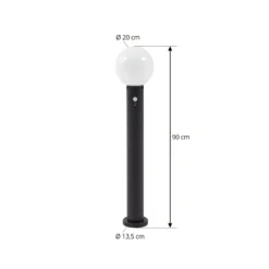 Lindby Wegeleuchte Dangan, schwarz/weiß, 90 cm, Glas, Sensor