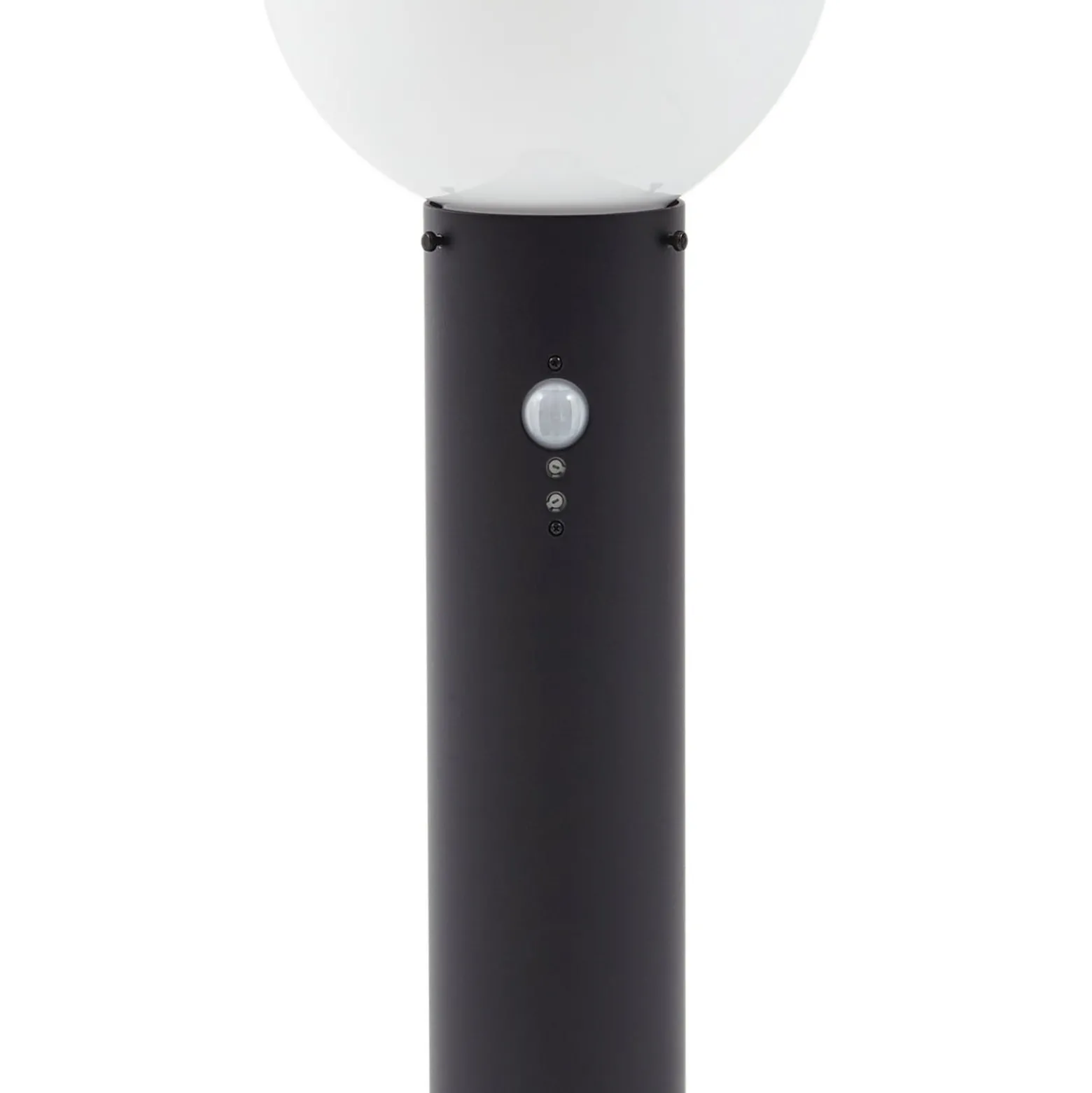 Lindby Wegeleuchte Dangan, schwarz/weiß, 90 cm, Glas, Sensor