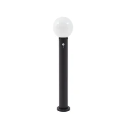 Lindby Wegeleuchte Dangan, schwarz/weiß, 90 cm, Glas, Sensor