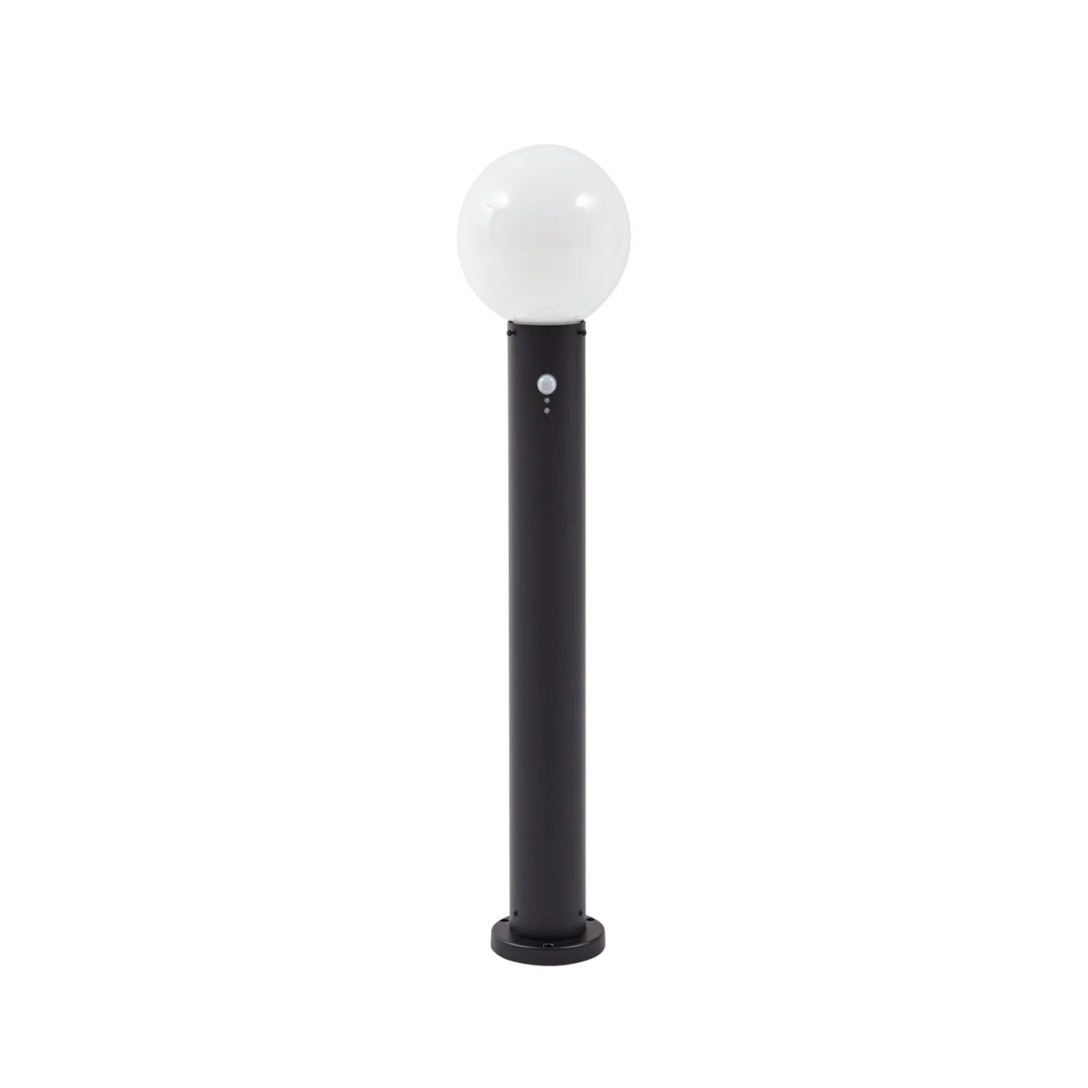 Lindby Wegeleuchte Dangan, schwarz/weiß, 90 cm, Glas, Sensor