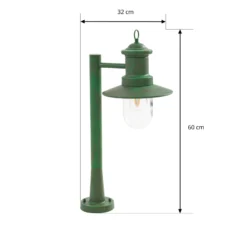 Lindby Wegeleuchte Eloretta, grün, 60 cm, Stahl, IP44, E27