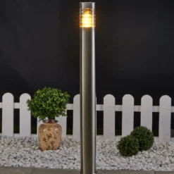 Lindby Wegeleuchte Enja, 100 cm, Edelstahl, IP44, E27