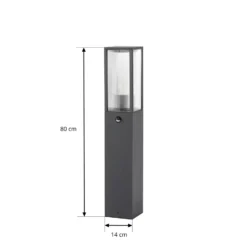 Lindby Wegeleuchte Peldar, anthrazit/geriffelt, 80cm, Sensor