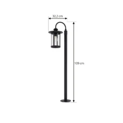 Lindby Wegeleuchte Zayn, schwarz, Glas, Höhe 109 cm, IP65