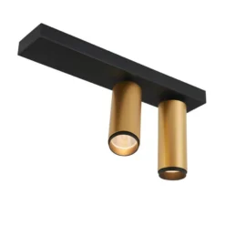 LOOM DESIGN LED-Deckenstrahler X-Beam, 2-flg., schwarz/gold