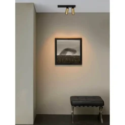 LOOM DESIGN LED-Deckenstrahler X-Beam, 2-flg., schwarz/gold