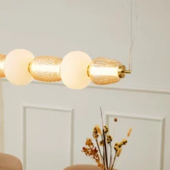 LOOM DESIGN LED-Hängelampe Pearl 7, amber/gold, Glas, 110 cm