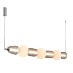 LOOM DESIGN LED-Hängelampe Pearl 7, grau/chrom, Glas, 110 cm