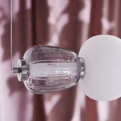 LOOM DESIGN LED-Hängelampe Pearl 7, grau/chrom, Glas, 110 cm