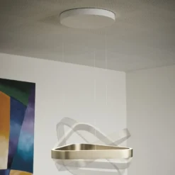 LOOM DESIGN LED-Hängelampe Trigon, creme, 60 cm, Alu