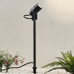 Lucande Außenstrahler Galina, Erdspieß, Stecker, grau, 40 cm