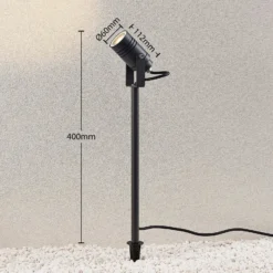 Lucande Außenstrahler Galina, Erdspieß, Stecker, grau, 40 cm