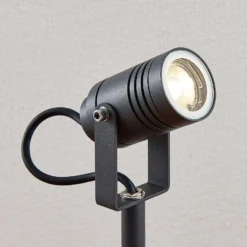 Lucande Außenstrahler Galina, Erdspieß, Stecker, grau, 40 cm