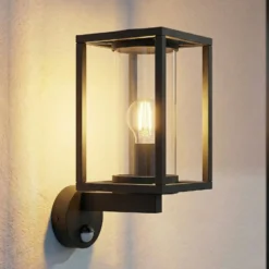 Lucande Außenwandlampe Ferda, Sensor Fassung oben, anthrazit