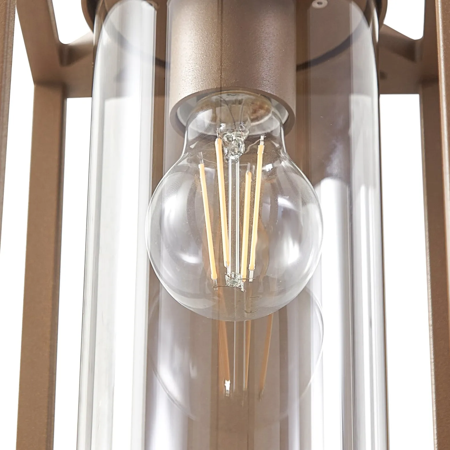 Lucande Außenwandlampe Ferda, Sensor, Fassung unten, braun