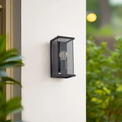 Lucande Außenwandleuchte Annalea, rauchgrau, IP54, Sensor