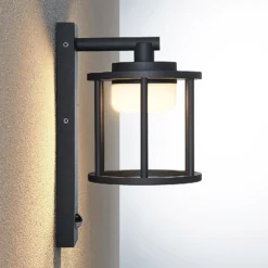 Lucande Außenwandleuchte Berenike, Sensor, anthrazit, Metall