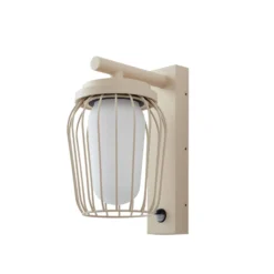 Lucande Außenwandleuchte Chandan, 30cm, beige, Sensor, IP44