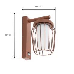Lucande Außenwandleuchte Chandan, rost, Sensor, IP44, E27