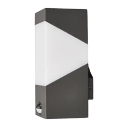 Lucande Außenwandleuchte Kiran, Sensor, grau, IP44, E27