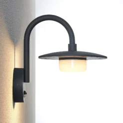 Lucande Außenwandleuchte Zamalino, 31 cm, anthrazit, Sensor
