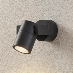 Lucande Außenwandstrahler Kavuna, rund, anthrazit, IP54