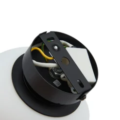 Lucande Deckenlampe Bidolo, schwarz, Glas, Ø 15 cm, IP44