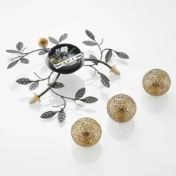 Lucande Deckenlampe Evory, Ø 53 cm, 3-flg., schwarz/gold, G9