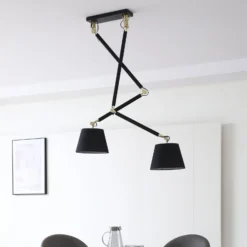 Lucande Deckenlampe Marvaine schwarz/goldfarben, Textil, E27