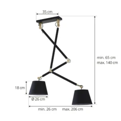Lucande Deckenlampe Marvaine schwarz/goldfarben, Textil, E27