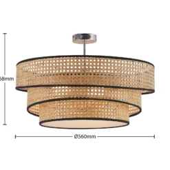 Lucande Deckenleuchte Elowen, Ø 56 cm, Rattan, Bambus