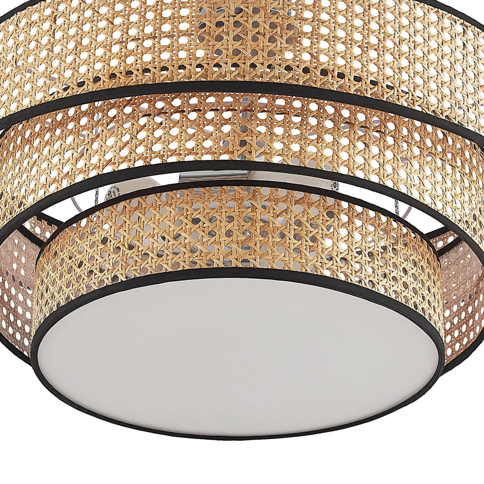 Lucande Deckenleuchte Elowen, Ø 56 cm, Rattan, Bambus