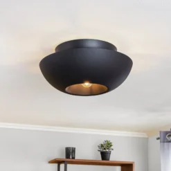 Lucande Deckenleuchte Kellina, Ø 48 cm, schwarz, Metall