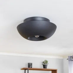 Lucande Deckenleuchte Kellina, Ø 48 cm, schwarz, Metall