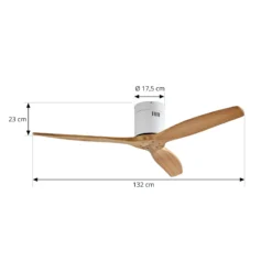 Lucande Deckenventilator Vindur, weiß, Holz, DC, leise