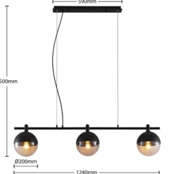 Lucande Dustian Hängeleuchte, 3-fl., 124 cm