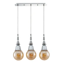Lucande Gesja Pendellampe, 3-fl., lang, chrom