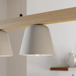 Lucande Hängelampe Kalinda, grau, Beton, 110,5 cm lang, E14